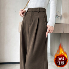 批发实拍秋冬新款毛呢加绒加厚阔腿西<b class='q'>装</b><b class='q'>裤</b><b class='q'>时尚</b>高腰百搭直筒拖地休闲<b class='q'>裤</b>