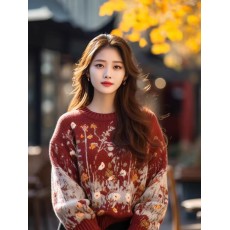 批发安可拉红色毛衣<b class='q'>欧洲</b>站秋款女装小香风宽松软糯慵懒针织上衣服