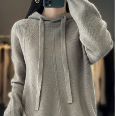 实拍 连帽女100 纯羊毛针织打底衫大帽子毛衣羊绒帽衫卫衣慵懒冬