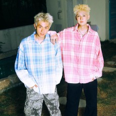 批发春秋复古水蓝色做旧毛边渐变格子长袖衬衫男女休闲宽松设计感衬衣