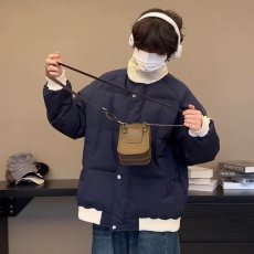 批发撞色拉条加厚立领棉服男女装2024新款秋冬季棉衣短款棉袄夹棉外套