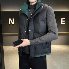 批发冬季新款百搭<b class='q'>男</b>士羽绒马甲立领撞色潮流韩版新国标<b class='q'>羽绒服</b>外套