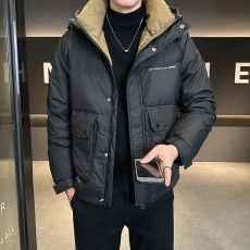 批发实拍白鸭绒羽绒服男2024冬季加厚保暖潮牌连帽工装冲锋衣外套