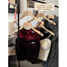 批发实拍实价秋冬复古国风丝绒吊带<b class='q'>背心</b>免<b class='q'>穿</b>文胸带垫内衣内搭打底