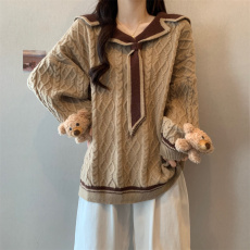 批发<b class='q'>实拍</b>有货~<b class='q'>大码</b><b class='q'>女装</b>秋冬新款毛衣大翻领学院风海军领套头加厚毛衣