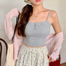 批发实拍2024秋新款蕾丝一体杯带胸垫修身显瘦内搭上衣