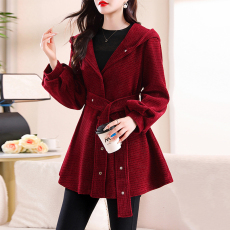 批发安哥拉红节日红色费尔岛加厚雪尼尔拜年跨年过年订婚服秋冬外套