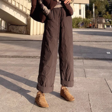 批发羽绒裤女外穿今年流行的爆款裤子欧货大码绒直筒洋气九分冬季女裤