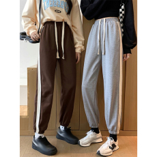 批发韩国外贸休闲裤子侧边条卫裤春秋<b class='q'>韩版</b>新款高腰显瘦运动风<b class='q'>哈伦裤</b>