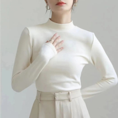 批发德绒 秋冬新款保暖小立领修身内搭打底衫女