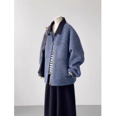 批发2025秋冬新款高端复古风中性<b class='q'>双面</b><b class='q'>羊绒</b><b class='q'>大衣</b>韩版短款小个子毛呢外套
