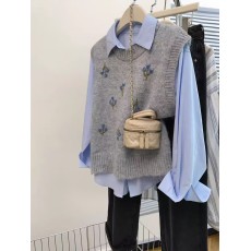 批发灰色坎肩针织叠穿马甲背心<b class='q'>女</b>春秋秋冬韩系毛衣