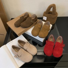 批发网红同款 真皮一脚蹬全包可踩跟扣带单鞋懒人鞋大头勃肯女单鞋