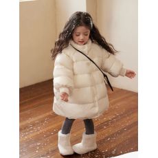 批发女童棉服中长款新款宝宝加厚保暖棉衣外套
