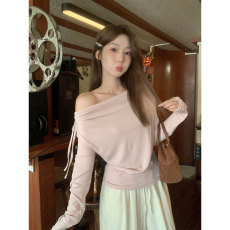 批发晨领温柔风蝴蝶结系带长袖<b class='q'>T</b><b class='q'>恤</b>女装秋季新款小众别致显瘦短款上衣