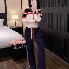 批发<b class='q'>运动</b>套装休闲女早秋新款小个子长袖连帽卫衣高腰阔腿裤两件套#816