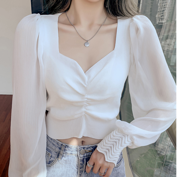 PF25648# 秋冬新款时尚性感长袖针织衫女外穿内搭
