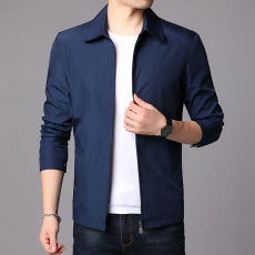 批发春秋季夹克男士宽松翻领中青年休闲爸爸装上衣<b class='q'>商务</b>修身潮流外套男