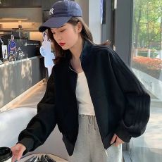 批发短款运动外套女2024春秋新款棒球服休闲显瘦夹克开衫上衣宽松<b class='q'>百搭</b>