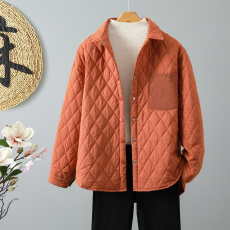 批发实拍新款简约纯色夹棉单排扣衬衫轻薄外套棉服