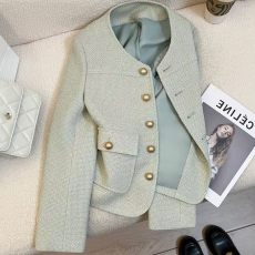 批发2024春季新款青绿色时尚百搭小香风西装外套女气质韩系高级感西服