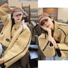 批发古力娜扎明星同款两面穿皮毛一体羊羔毛仿皮草外套上衣2024年冬季