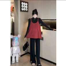 批发秋冬款孕妇装半高领长袖打底衣+细肩带短款吊带