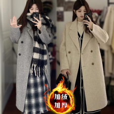 批发爆款夹棉加厚毛呢外套女秋冬<b class='q'>新款</b>韩系小个子高级感中长款呢子大衣