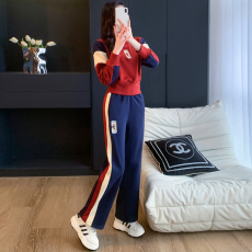 批发休闲<b class='q'>运动</b>套装女2025新款港风<b class='q'>运动</b>装复古秋网红<b class='q'>时尚</b>C字两件套#819