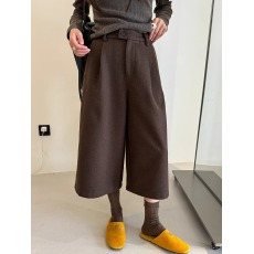 批发羊毛呢<b class='q'>七分</b>阔腿裤女欧洲站2024秋装新款欧货女装时尚洋气休闲裤潮