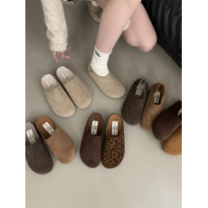 批发加绒保暖厚底勃肯鞋女秋<b class='q'>冬</b>新款复古丑萌百搭棉鞋包头半拖鞋