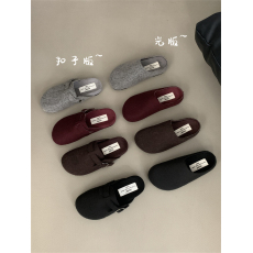 批发内增高复古软底勃肯拖鞋女2024秋<b class='q'>冬</b>温柔毛呢百搭软底包头半拖单鞋