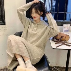 批发秋冬装新款大码女装小个子针织polo<b class='q'>连衣裙</b>子大衣内搭打底毛衣裙