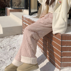 批发葫芦纹摇粒绒棉裤<b class='q'>男</b>女同款冬季<b class='q'>休闲裤</b>加绒防水裤子滑雪裤防风裤女