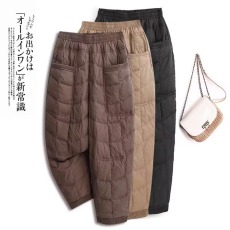 批发2026冬季新款纯色螺纹拼接妈妈棉<b class='q'>裤</b>女保暖休闲<b class='q'>裤</b>宽松型