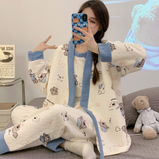 批发新款冬季空气棉夹层月子服哺乳喂奶衣套装孕妇睡衣三件套