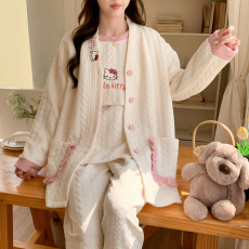 批发新款冬季空气棉夹层月子服哺乳喂奶衣套装孕妇睡衣三件套