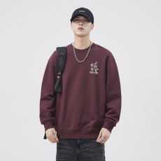 批发实拍秋冬新款重磅圆领卫衣男潮牌印花韩版简约宽松休闲套头上衣