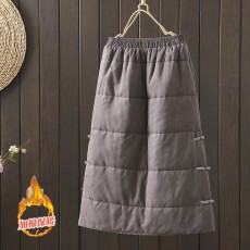 批发实拍2025冬季新款女宽松显瘦复古新中式民族风盘扣夹棉保暖半身<b class='q'>裙</b>