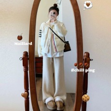 批发韩系学院风设计感拼接针织棉服<b class='q'>男</b>女秋冬独特别致立领轻薄棉衣<b class='q'>外套</b>