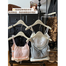 批发实价实拍加绒加厚纯欲蕾丝花边抹胸背心甜辣妹蝴蝶结修身吊带美背