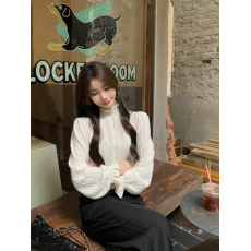 批发简约百搭木耳领打底衬衫韩系气质复古法式内搭<b class='q'>甜美</b>上衣