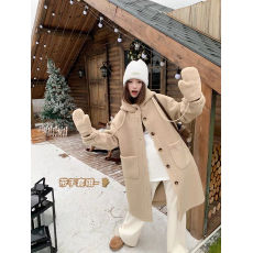 批发氛围感连帽羊羔毛中长款大衣女2024冬季新款显瘦毛毛外套