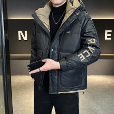 批发实拍羽绒服男2024冬季加厚保暖潮牌连帽工装帅气冬装羽绒外套