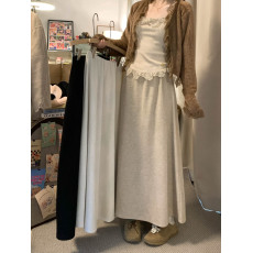 批发实拍实价 <b class='q'>新款</b>加厚简约百搭羊毛松紧腰<b class='q'>半身裙</b>垂感A字长裙