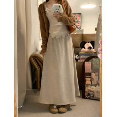 批发实拍实价 <b class='q'>新款</b>加厚简约百搭羊毛松紧腰<b class='q'>半身裙</b>垂感A字长裙