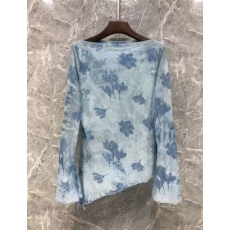 批发韩国东大门2026春季复古不规则印花烫钻T恤简约套头<b class='q'>喇叭袖</b>上衣女