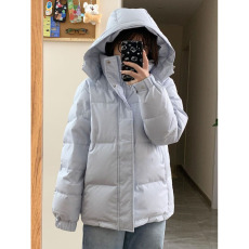 批发美式复古连帽加厚面包服外套女学生冬季学院风设计感防寒保暖棉袄