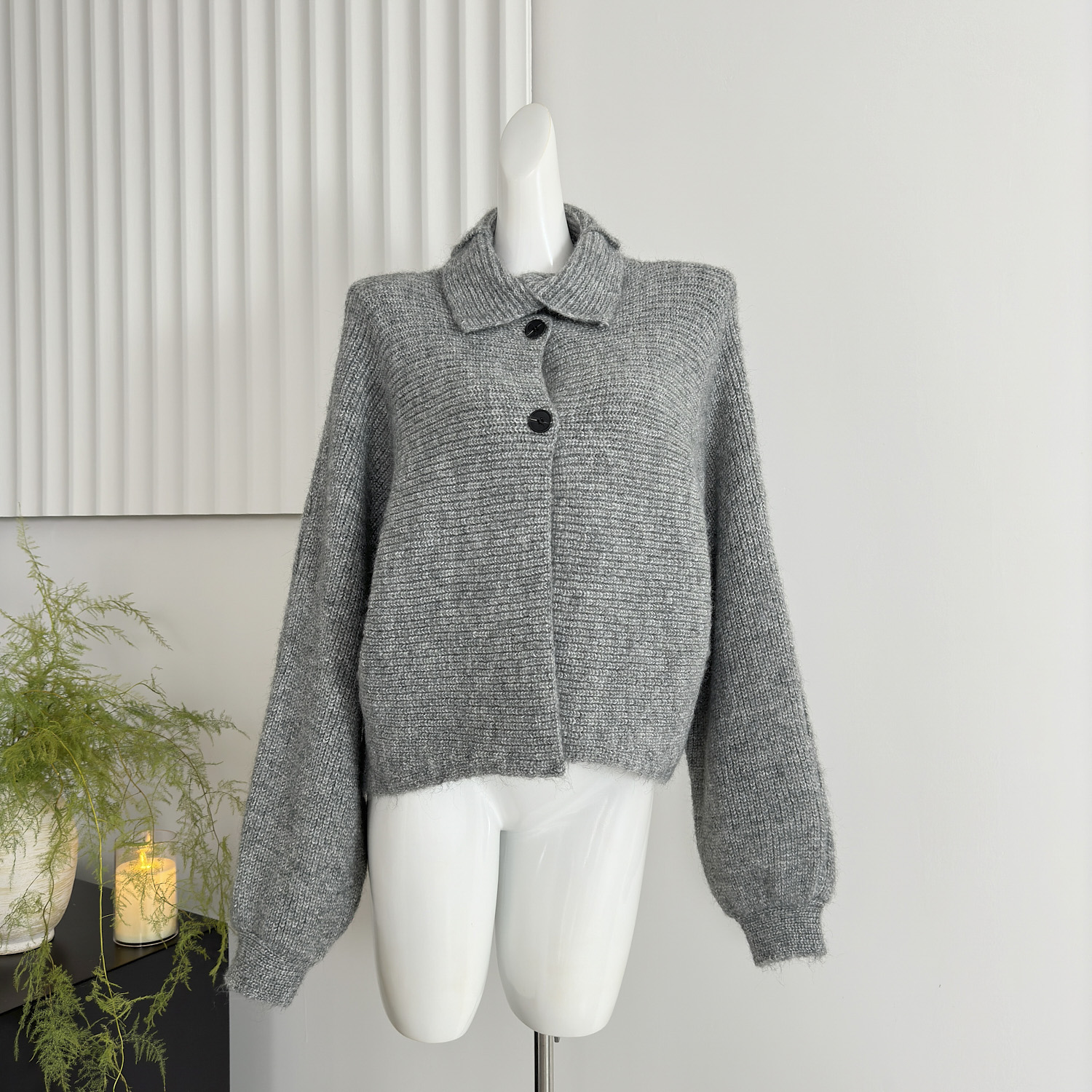지구 Ouyang 폴로 칼라 니트 스웨터 여성 겨울 새로운 느긋한 바람 오픈 가디건 스웨터 코트 부드러운 찹쌀 쇼트 스타일 맨위