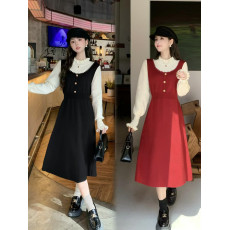 批发实拍大码女装胖MM秋冬名媛小香风针织<b class='q'>连衣裙</b>显瘦假两件加厚毛衣裙